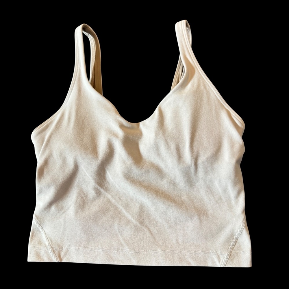 Lululemon Womens Align Tank Top 2 White Cropped Nulu Yoga Athleisure Minimalist